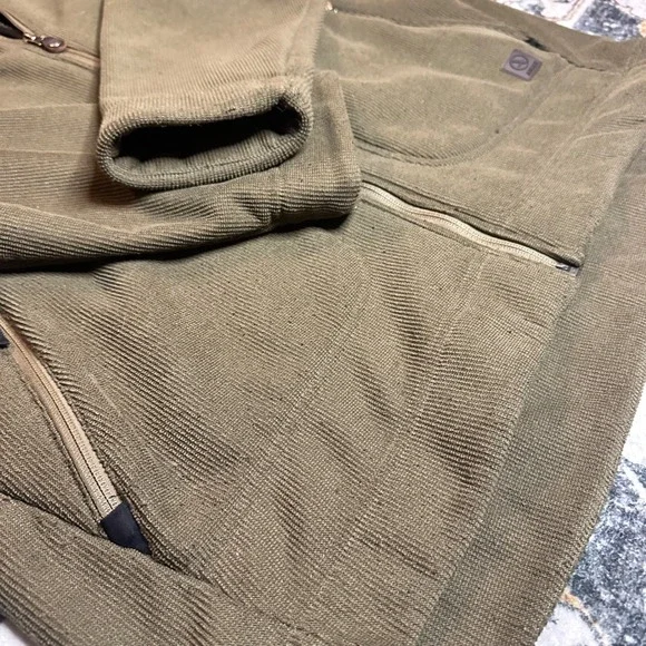 Aigle Olive Green Softshell Fleece-Lined Hooded Jacket Outdoor Zip-Up Men's XXL - Picture 2 of 8